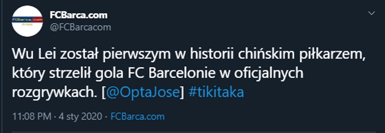 FC Barcelona na długo zapamięta Wu Leia! :D
